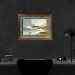 «Freshwater Bay--Isle of Wight» в интерьере кабинета в черных цветах над столом