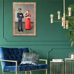 «Family Group, c.1908-13» в интерьере в классическом стиле с зеленой стеной