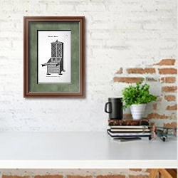 «Стол и книжный шкаф» в интерьере кабинета с кирпичной стеной