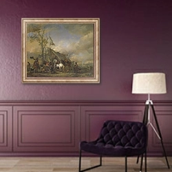 «Departure of the Cavalrymen» в интерьере в классическом стиле в фиолетовых тонах