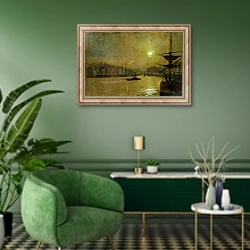 «Whitby» в интерьере гостиной в зеленых тонах