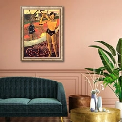 «Мужчина с топором» в интерьере классической гостиной над диваном