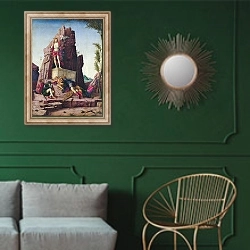 «воскрешение» в интерьере классической гостиной с зеленой стеной над диваном