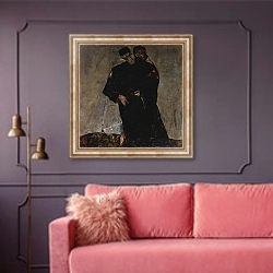 «Отшельники» в интерьере гостиной с розовым диваном
