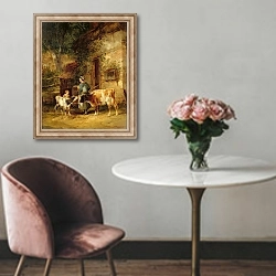 «The Milkmaid, 1840» в интерьере в классическом стиле над креслом