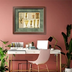«Selection of designs, House of Carl Faberge 9» в интерьере современного кабинета в розовых тонах