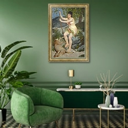 «Diana, 1867» в интерьере гостиной в зеленых тонах