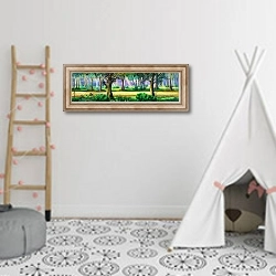 «Летний парк» в интерьере детской комнаты для девочки с шалашом