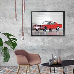 «Mustang GT K-Code Fastback '1966» в интерьере в стиле лофт с бетонной стеной