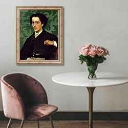 «Portrait of a Young Man 1» в интерьере в классическом стиле над креслом