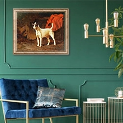 «Fox Terrier in a Stable» в интерьере в классическом стиле с зеленой стеной