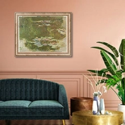 «Lily Pond, 1881» в интерьере классической гостиной над диваном