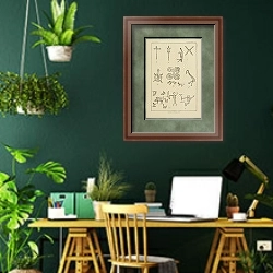«Pictures on Dotaku, Japan» в интерьере кабинета с зелеными стенами