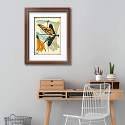 «Insects by E. A. Seguy №20» в интерьере кабинета с деревянным столом