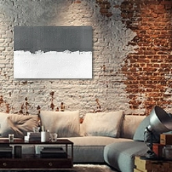 «Серая стена в белой краске» в интерьере гостиной в стиле лофт с кирпичной стеной