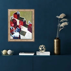 «Red boxes, 2016,» в интерьере в классическом стиле в синих тонах