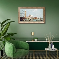 «Il Redentore» в интерьере гостиной в зеленых тонах