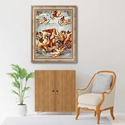 «Фрески из виллы Фарнезина, настенная фреска. Триумф Галатеи» в интерьере в классическом стиле над комодом