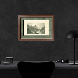 «Kilgerran Castle 1» в интерьере кабинета в черных цветах над столом