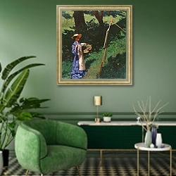«The Artist 2» в интерьере гостиной в зеленых тонах