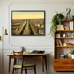 «Франция. Париж, Елисейские поля» в интерьере кабинета в стиле ретро над столом