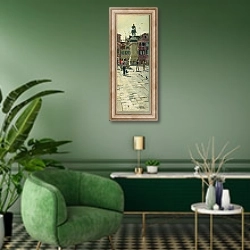 «Полуденный свет» в интерьере гостиной в зеленых тонах