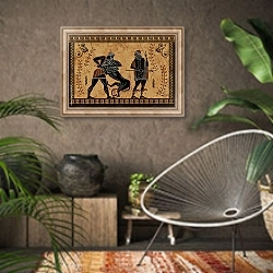 «Героический подвиг Геракла, древний воин и монстр» в интерьере комнаты в этническом стиле