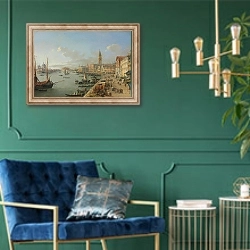 «A View Of Venice With The Doge’s Palace, Saint Mark’s Campanile And Santa Maria Della Salute» в интерьере в классическом стиле с зеленой стеной