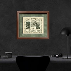 «Скульптуры №1 1» в интерьере кабинета в черных цветах над столом