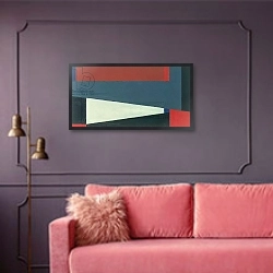 «Oriflamme, motif No. 1, 1988» в интерьере гостиной с розовым диваном