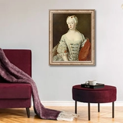 «Crown Princess Elisabeth Christine von Preussen, c.1735 2» в интерьере гостиной в бордовых тонах