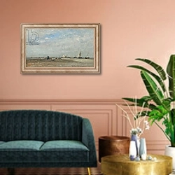 «Les ramasseurs de coquillages, Trouville» в интерьере классической гостиной над диваном