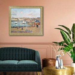 «The Outer Harbour at Dieppe, 1902» в интерьере классической гостиной над диваном