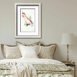 «Parrots by E.Lear  #2» в интерьере спальни в стиле прованс над кроватью