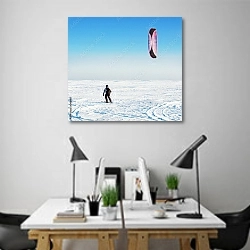 «Кайт-серфер едет по снегу» в интерьере современного офиса над столами работников