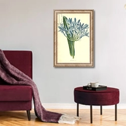 «African Lily» в интерьере гостиной в бордовых тонах