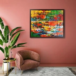 «Огненный закат» в интерьере современной гостиной в розовых тонах