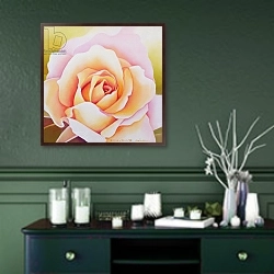 «The Rose, 2002 4» в интерьере прихожей в зеленых тонах над комодом
