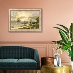 «Illustration for Goldsmith's The Deserted Village 3» в интерьере классической гостиной над диваном