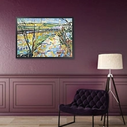 «The Flooded Cherwell from Rousham I» в интерьере в классическом стиле в фиолетовых тонах