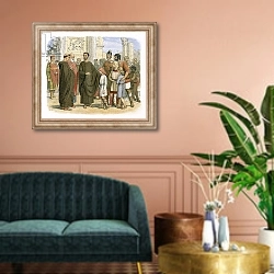 «Gregory and the English slaves at Rome» в интерьере классической гостиной над диваном