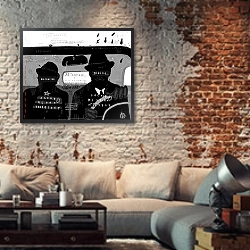 «Агенты» в интерьере гостиной в стиле лофт с кирпичной стеной