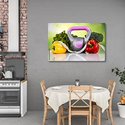 «Овощная диета и фитнес» в интерьере кухни над обеденным столом