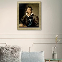 «Portrait of Alexander Pushkin» в интерьере в классическом стиле в светлых тонах