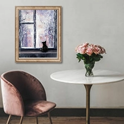 «Кот и зима» в интерьере в классическом стиле над креслом
