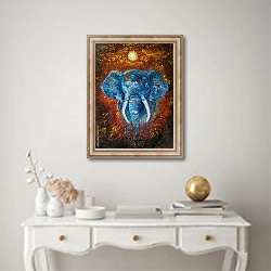 «Африканский слон на закате» в интерьере в классическом стиле над столом