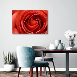 «Красная роза крупным планом» в интерьере современной кухни над обеденным столом