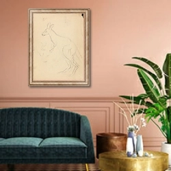 «Two kangaroos with details» в интерьере классической гостиной над диваном