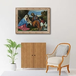 «Священная Семья с пастухом» в интерьере в классическом стиле над комодом