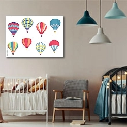 «Набор цветных воздушных шаров» в интерьере детской комнаты для мальчика